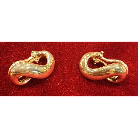 Vintage Tiffany & Co. Sterling Silver Infinity Figure 8 Omega Back Earrings With - Picture 2 of 4